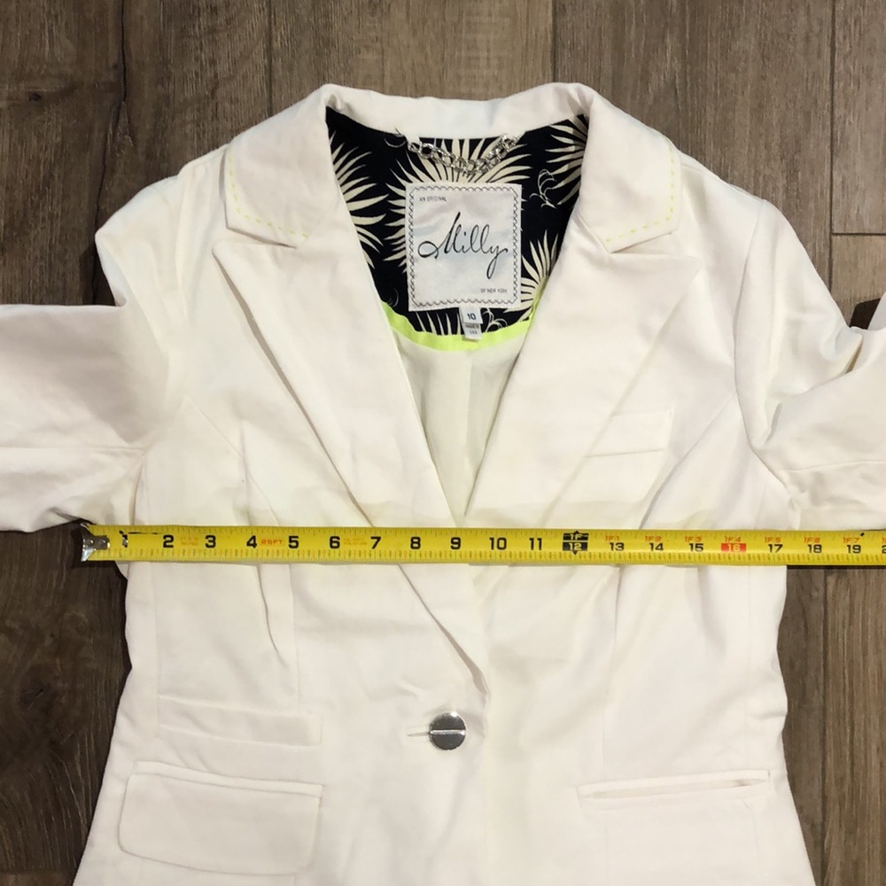 MILLY White Blazer Jacket w/Stretch - Picture 9 of 10